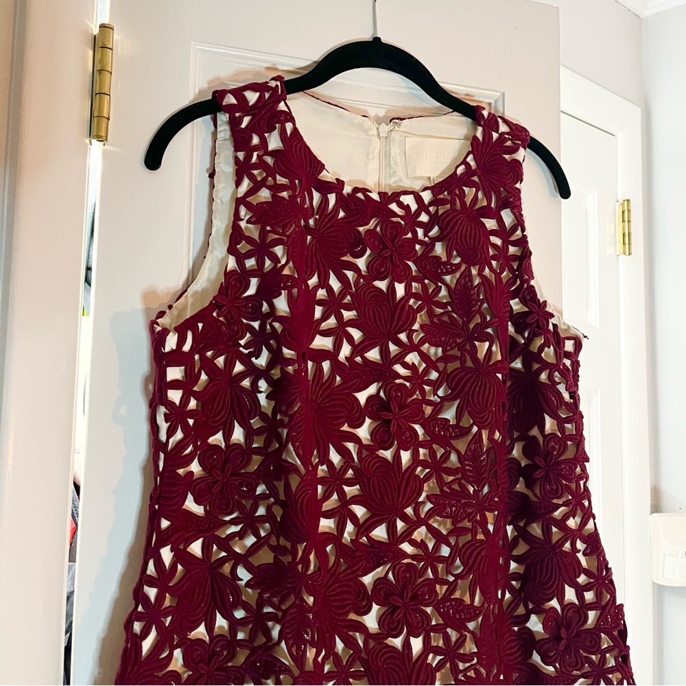 🥀 J. Crew Collection Burgundy Floral Mini Formal Dress - Picture 3 of 8